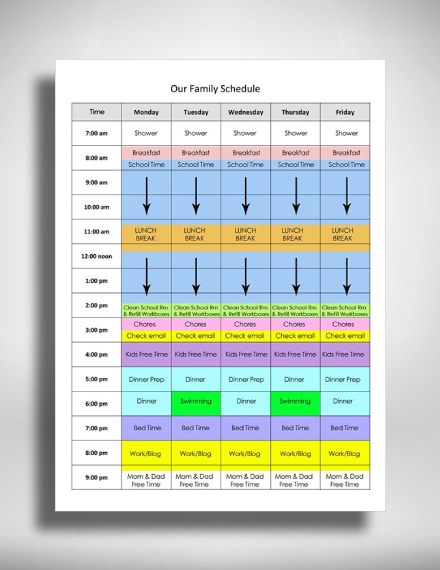 Printable Our Family Daily Schedule