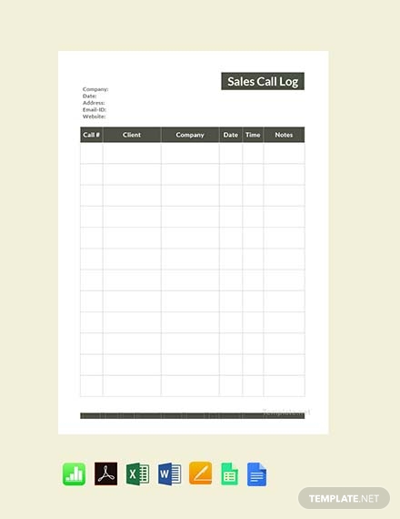 sales call log sheet