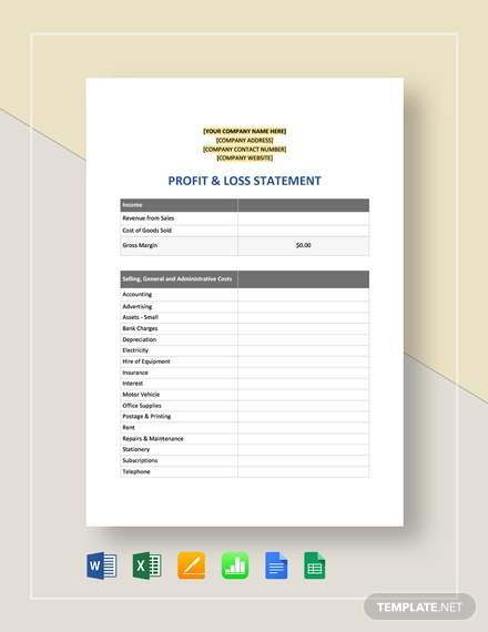 Profit and Loss Statement Examples