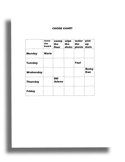 simple everyday family chore chart