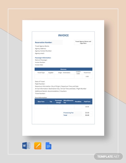 Simple Travel Agency Invoice Template