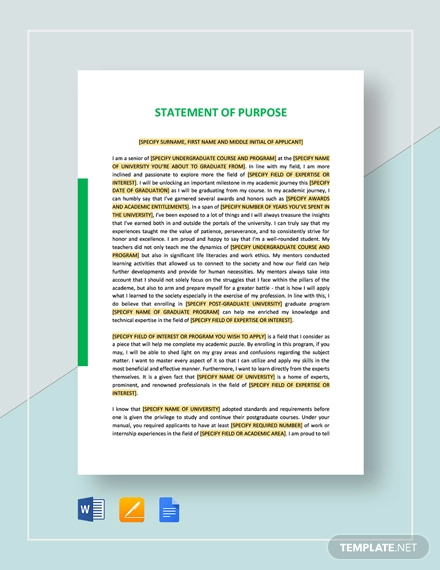 Statement of Purpose - 10+ Examples, Format, How to Write, Pdf