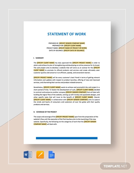 Statement of Work - 32+ Examples, Format, How to Write, Pdf