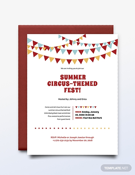 Summer Circus Themed Fest Invitation