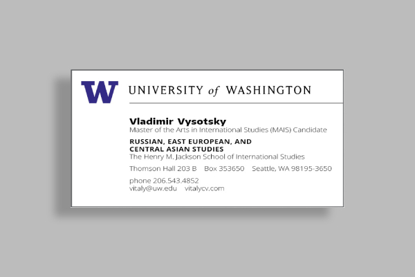 university of washington business card