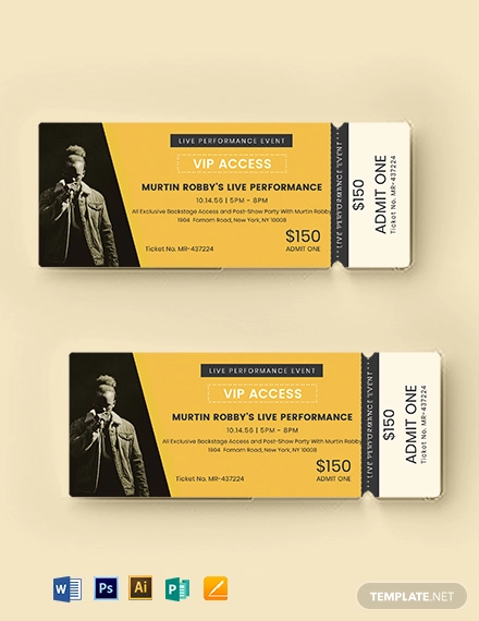vip live event ticket template
