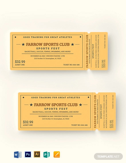 vintage sports ticket template