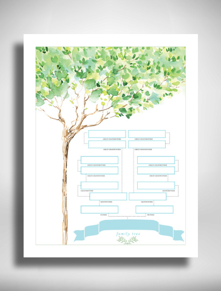watercolor design family tree chart