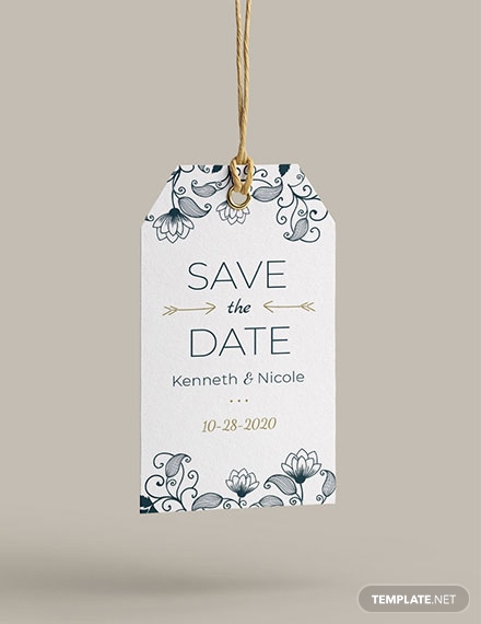 wedding save the date tag