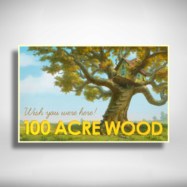 winnie the pooh’s hundred acre wood postcard