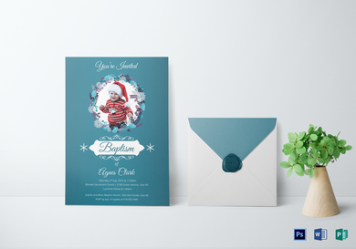 blue christening baptism invitation