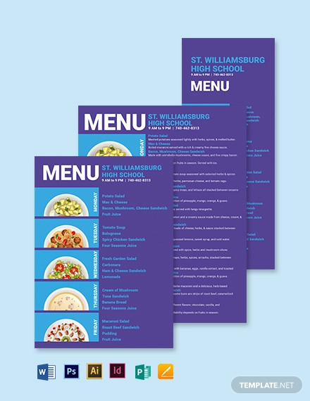School Menu - 21+ Examples, Format, Pdf | Examples
