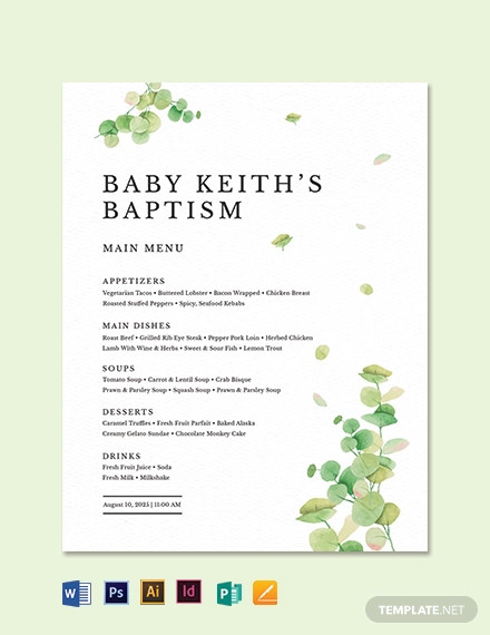 baptism table tent menu template1