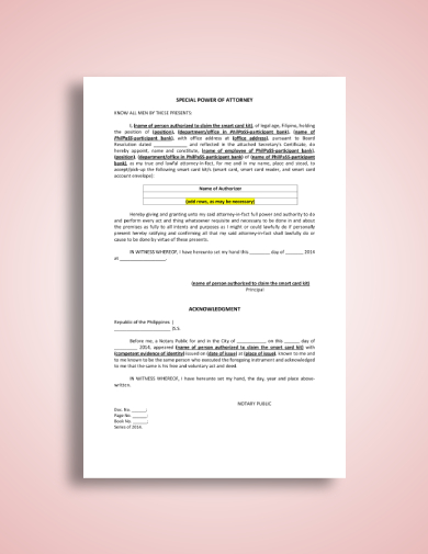 Special Power of Attorney - 10+ Examples, Format, Pdf | Examples