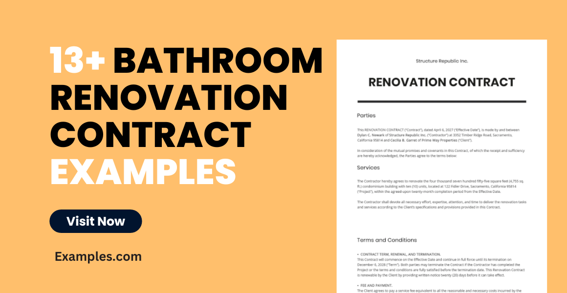 Bathroom Renovation Contract Examples