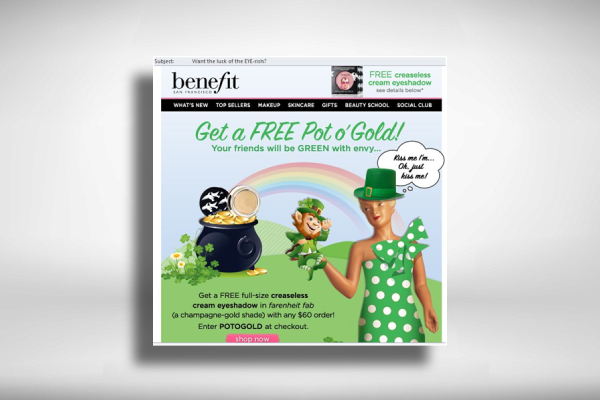 Benefit Cosmetics St. Patrick's Day Email