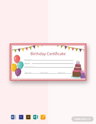 birthday gift certificate template for word