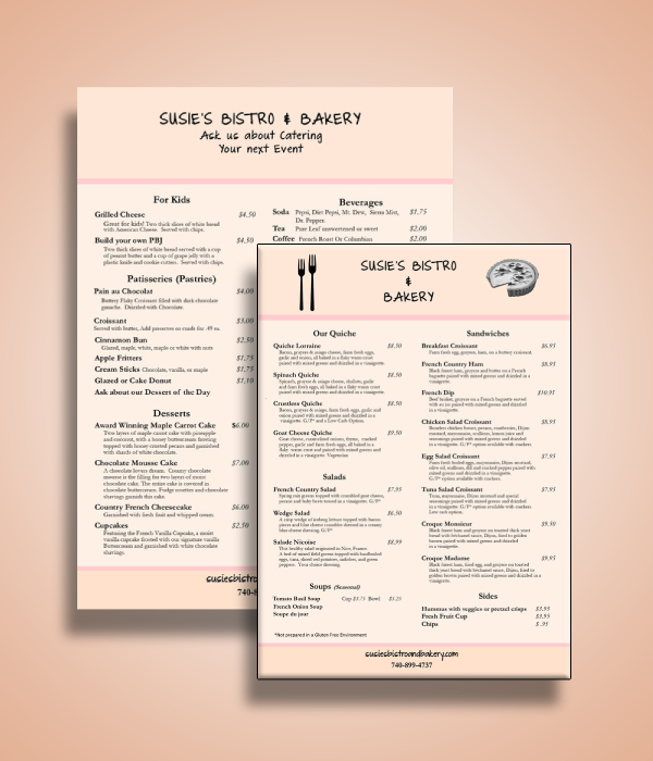 bistro and bakery menu