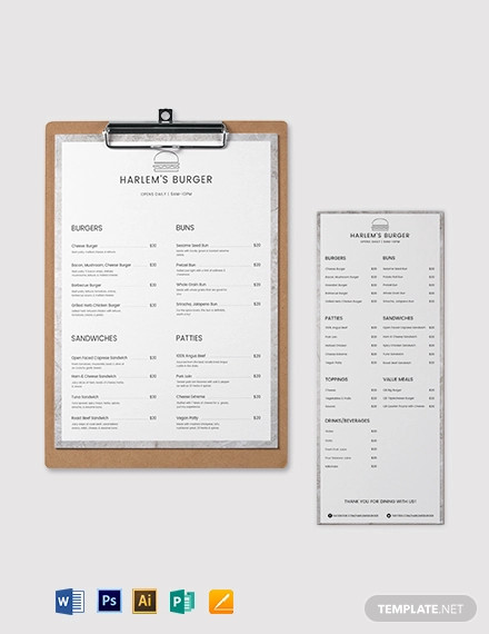 blank burger menu template