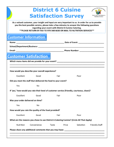 catering satisfaction survey