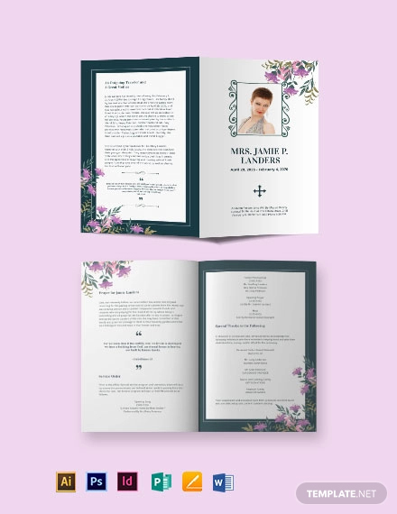 celebration of life catholic funeral bi fold brochure template