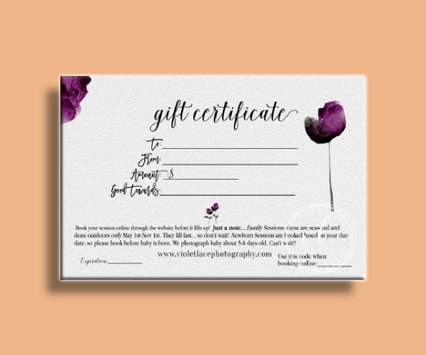 Chic Photography Gift Certificate