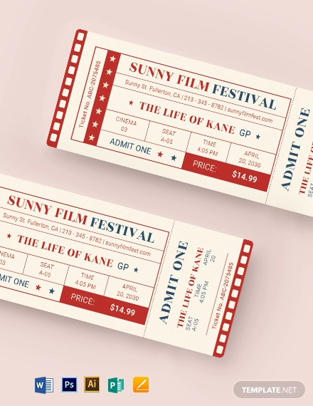 classic movie ticket template