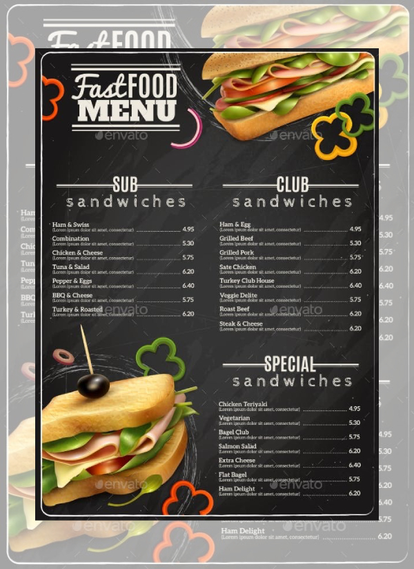 Sandwich Bar Menu Ideas