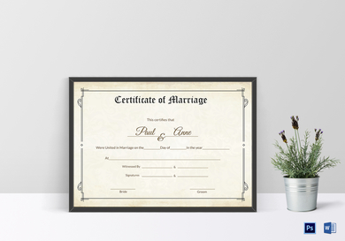 classic wedding certificate