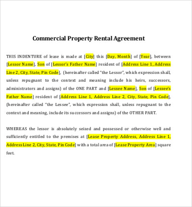commercial property rental agreement