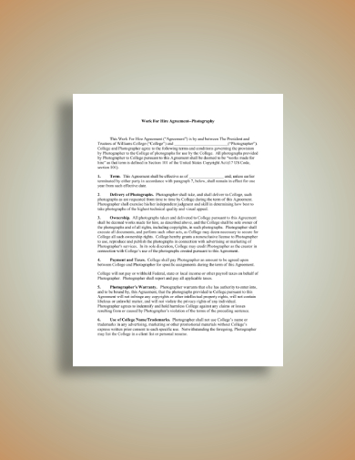 Photography License Agreement 10  Examples Format Pdf