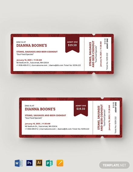 cookout food ticket template