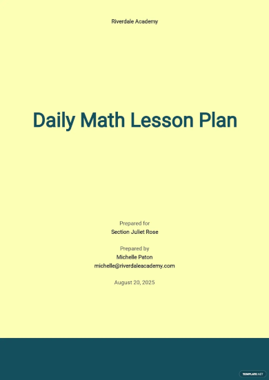 daily math lesson plan template