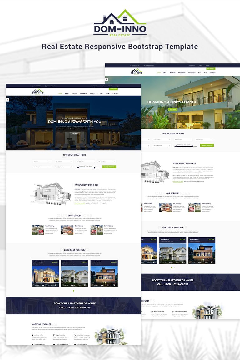 Example 11: Dominno Real Estate Responsive Website Template