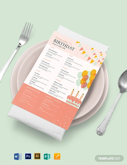 Downloadable Birthday Menu Template