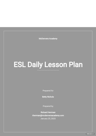 esl daily lesson plan template