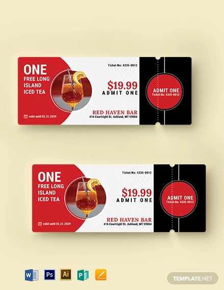 Editable Drink Ticket Template