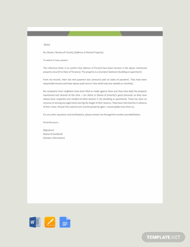 Editable Tenant Reference Letter