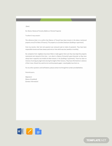 10 Best Tenant Reference Letter Examples And Templates Download Now