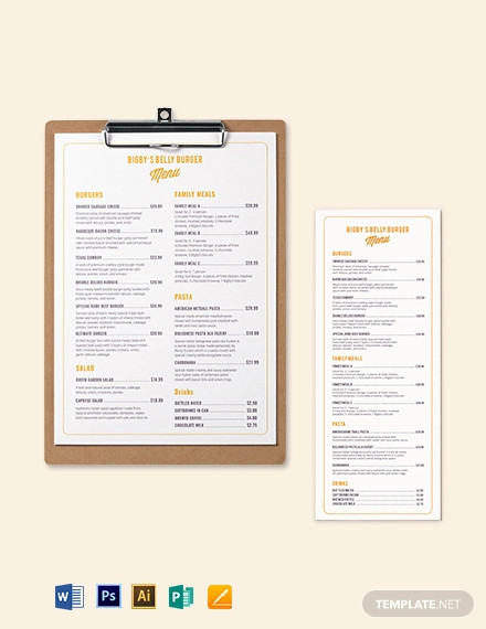 Elegant Burger Menu Template