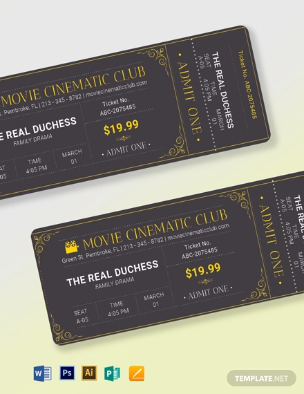 Elegant Movie Ticket Template