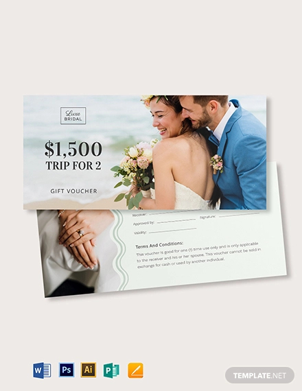 elegant wedding gift voucher template
