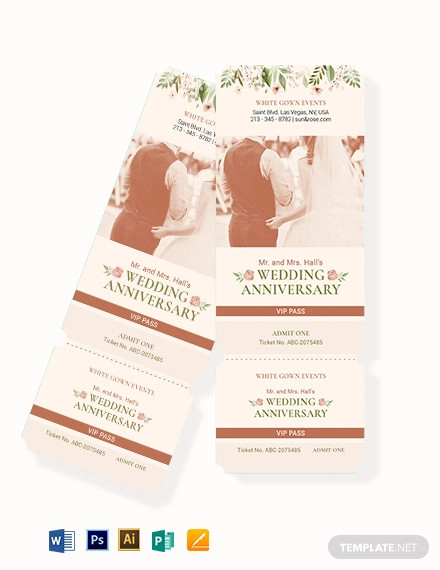 fall wedding vip ticket template
