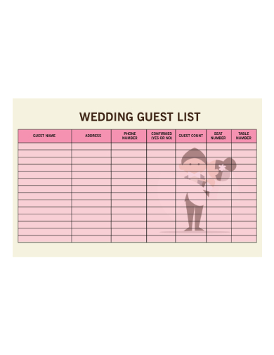 Wedding Guest List - 5+ Examples, Format, Pdf | Examples