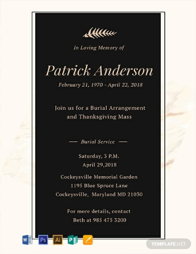 funeral service invitation