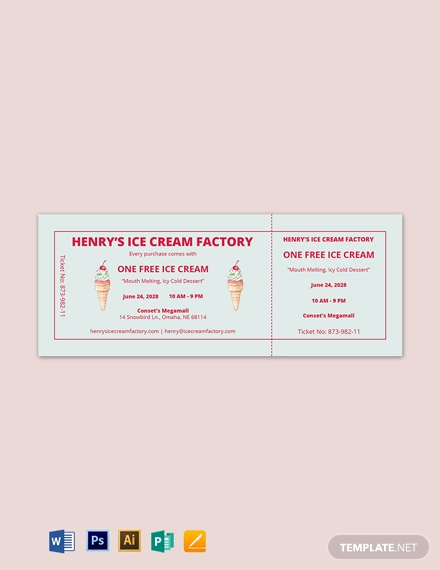 Ice Cream Food Ticket Template