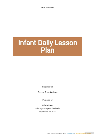 infant daily lesson plan template