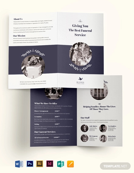 legacy funeral service bi fold brochure template