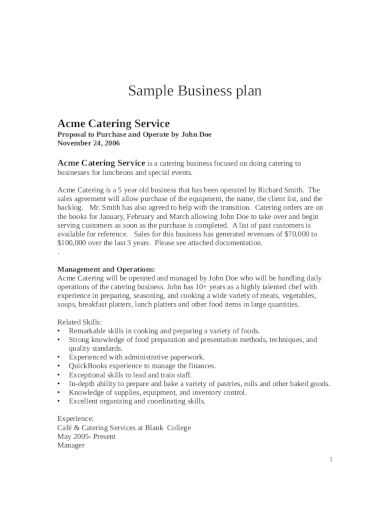 Luncheons and Special Events Catering Business Plan