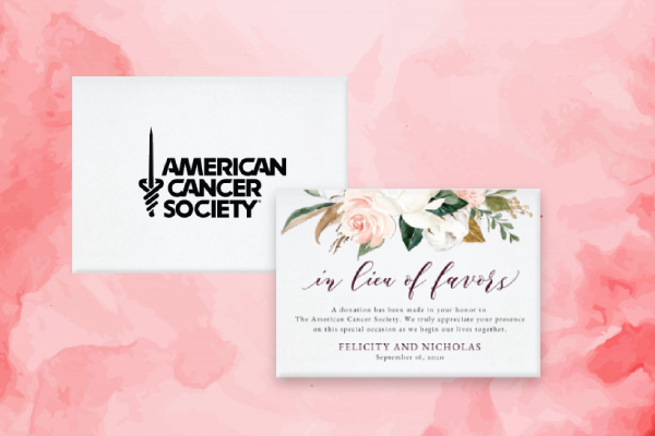 magnolia flowers wedding donation card